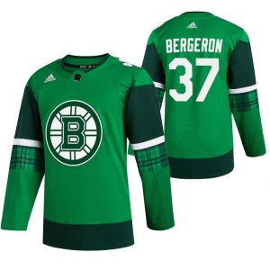 Herren Boston Bruins Eishockey Trikot Patrice Bergeron #37 Grün 2020 St Paddy’s Day